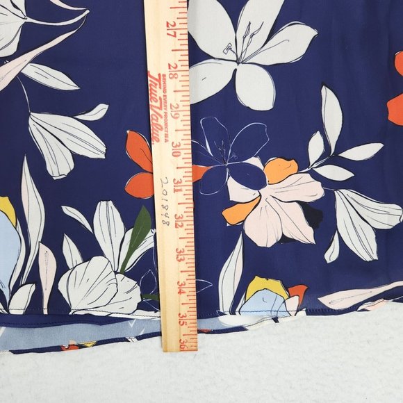 Parker Dress Womens Medium Blue Floral Moondance Shift Cold Shoulder Ruffle NEW - Picture 7 of 13